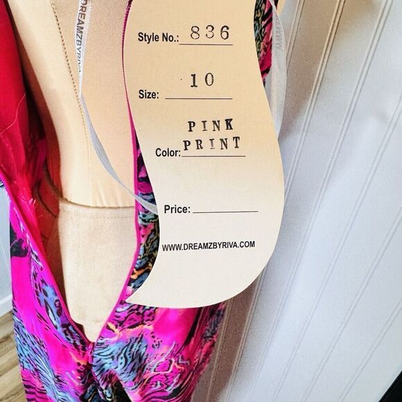 Dreamz by Riva Designs Maxi Gown Sheath Dress One Shoulder Crystal Crazy Animal - Picture 12 of 16